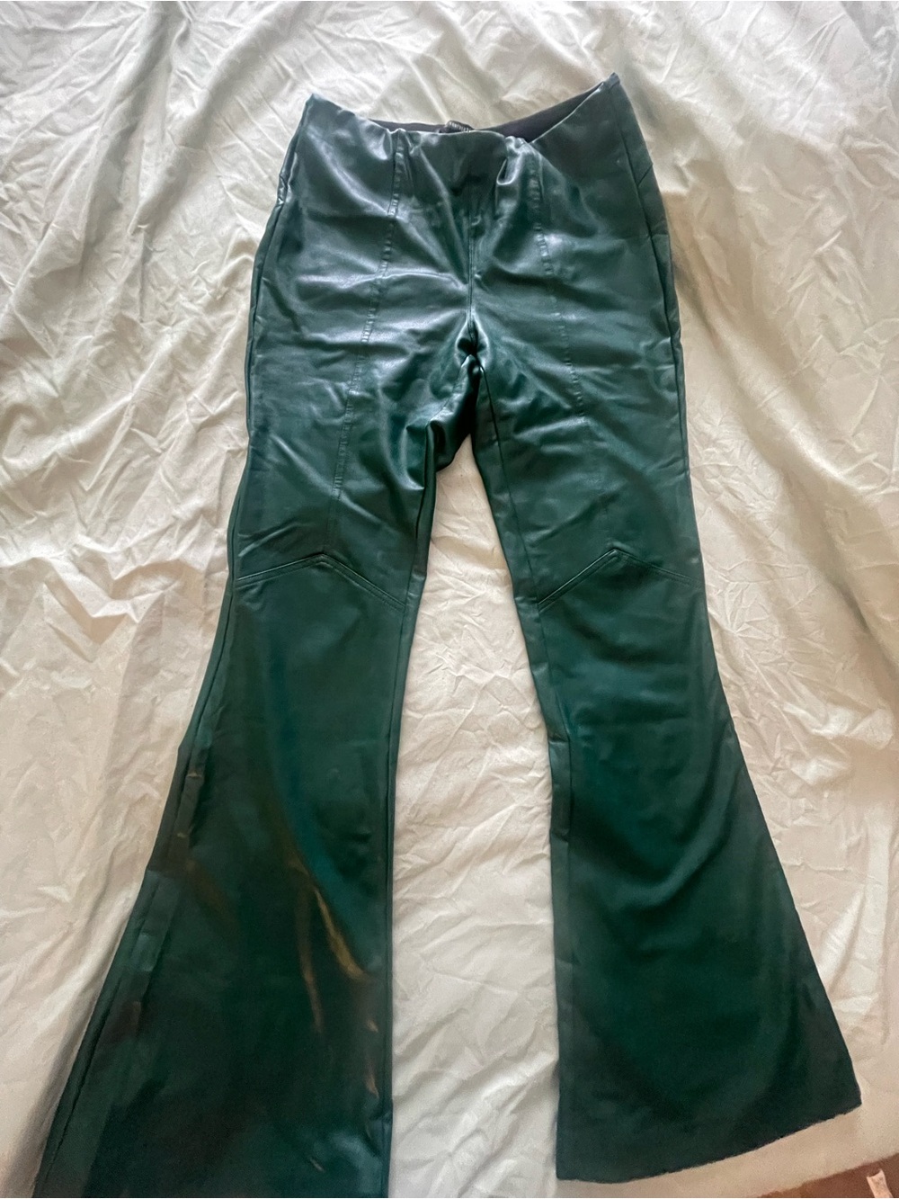 Forever 21 Black Faux-Leather Flared Jeans